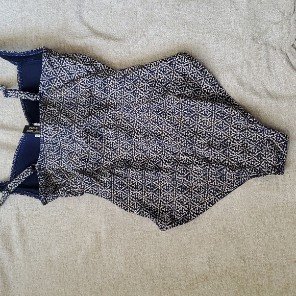 Niptuck swim blue cream women bathing suit swimsuit size 6 - Picture 4 of 8